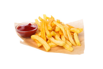 Wall Mural - PNG French fries with sauces isolated on white background.