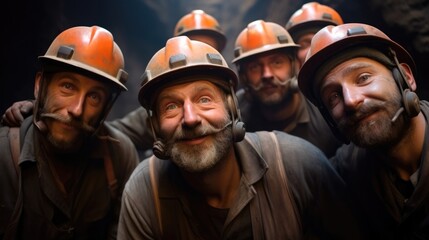 Poster - Coal miners smiling, Portrait.