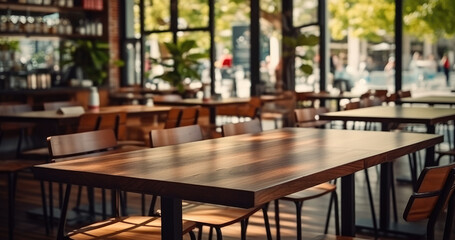Aufkleber - Cozy cafe interior with tables and chairs.