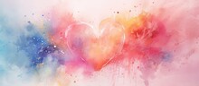Painting Of A Heart Depicting Love Isolated Pastel Background Copy Space