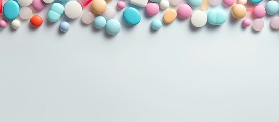 Poster - Pharmaceutical treatments isolated pastel background Copy space