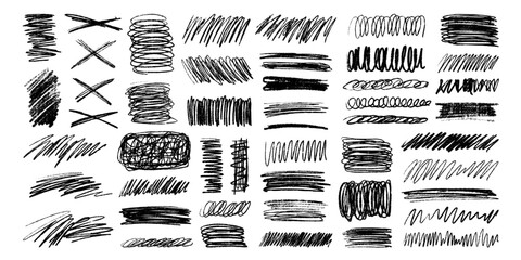 Wall Mural - grunge scrawls, charcoal scribbles, rough brush strokes, underlines and circles. bold charcoal freeh