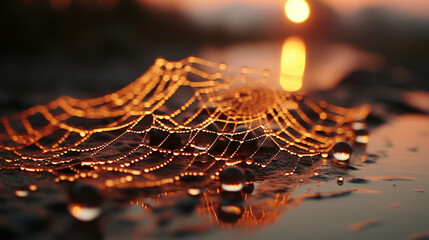 spider web with dew drops
