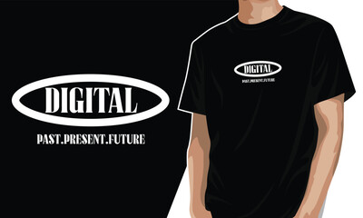 Wall Mural - digital, past present future elegant t-shirt o-neck t-shirt design