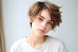 Portrait Of Tomboy Girl With Short Hair