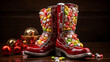 A pair of boots filled with candies and treats a tradition for St. Nikolaus Day.