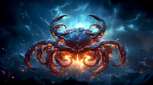 Glowing Scorpio Zodiac Sign Art With Lighting Blue Universe Background