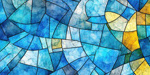 Stained Glass Surfaces In Cool Blue Hues