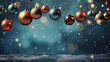 canvas print picture - Weihnachten und Advent, Dekorativer Hintergrund mit Christbaumkugeln und Schneeflocken