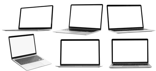 Wall Mural - modern laptops computer on transparent background. set