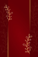 Luxury Red Background With Gold Leaves