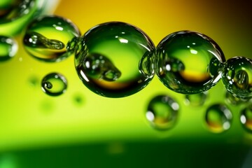 Wall Mural - Green liquid bubbles. Abstract beauty. Generate Ai