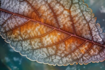 Poster - Macro leaf plant. Colorful vein delicate. Generate Ai