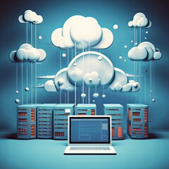 Cloud data storage, database concept illustration. Generative AI