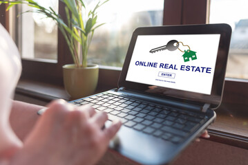 Online real estate concept on a laptop screen