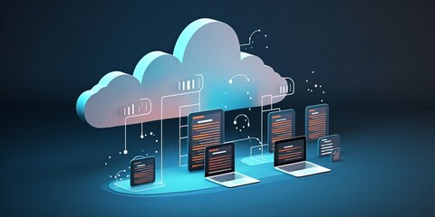 Cloud data storage, database concept illustration. Generative AI