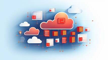 Cloud data storage, database concept illustration. Generative AI