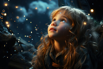 Poster - a dreamer's wish upon a falling star, hoping their dreams will come true. generative ai.
