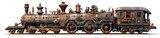 Train locomotive wagon in steampunk style symbolic isolated on white background. Concept generative AI image. Symbol of movement and freedom