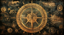 Ancient Mariners Navigating The Vast Oceans Using Primitive Compasses And Star Maps, Highlighting Early Exploration And Discoveries