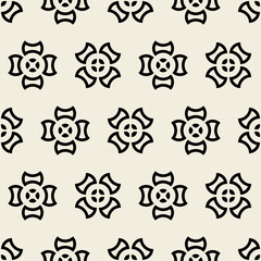 Wall Mural - flower geometric pattern design. seamless floral background with outline flower icons. vector illust