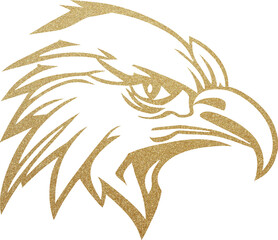 Poster - Golden glitter eagle head, gold glitter eagle