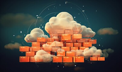 Cloud data storage, data transfer concept. Generative AI