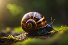 Helix Pomatia, The Roman Snail, Burgundy Snail, Edible Snail Or Escargot In The Forest.