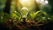 Saving energy and environment.  Tree growth in light bulb for saving Ecology energy nature. Eco and Technology concept