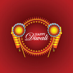 Wall Mural - Happy diwali celebration flyer with diwali oil diya