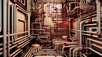 Sticker - A room filled with lots of pipes and pipes, AI