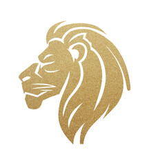 Poster - Golden glitter lion head, gold glittering lion