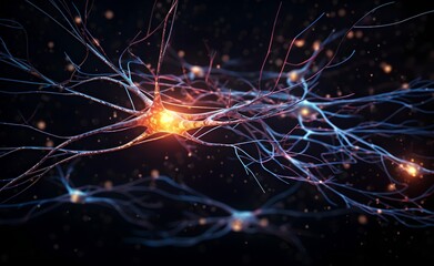 Poster - ai style background futuristic background image of ai neural nets thinking and generating ai. modern