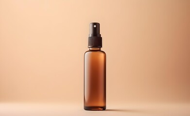 Mock-up of brown cosmetics bottle with dispenser