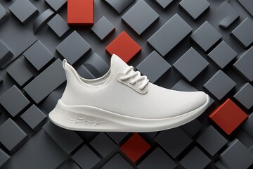 Sticker - A pair of white sneakers sitting on top of a wall, AI