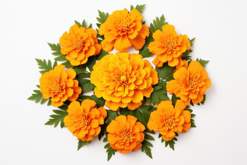 Wall Mural - Marigold Flower rangoli Design for Diwali Festival. Indian Festival flower decoration