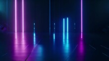 Abstract Neon Background With Colorful Beams Of Light. Futuristic Studio Concept With Bright Laser Animation