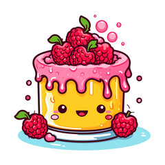 Wall Mural - Raspberry Lemonade Cake , PNG, Illustration Design, Cartoon For Tshirt 