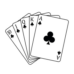 Wall Mural - Playing cards - a poker hand consisting of a royal flush clubs 10 J Q K A, vector illustration isolated on white