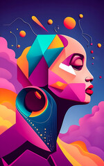 Fototapete - 3D abstract  abstract pattern backdrop in multi colored  wave of colorful shade of cool lighting dark contrast computer graphics generative ai for wallpaper