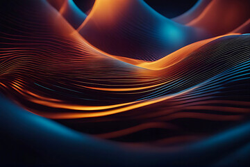 Fototapete - 3D abstract  abstract pattern backdrop in multi colored  wave of colorful shade of cool lighting dark contrast computer graphics generative ai for wallpaper