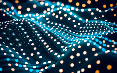 Fototapete - 3D abstract  abstract pattern backdrop in multi colored  wave of colorful shade of cool lighting dark contrast computer graphics generative ai for wallpaper