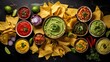 mexican, food, salsa, dip, sauce, background, cheese, avocado, guacamole, nachos, above, latin, chili, tomato, ethnic, green, cuisine, eating, traditional, vegetable, corn, garlic, dinner, meal, snack