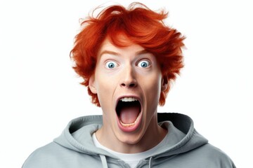 Poster - A picture of a man with red hair wearing a grey hoodie. This versatile image can be used in various contexts.
