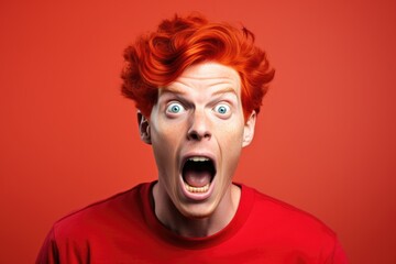 Canvas Print - A man with red hair making a funny face. Perfect for adding humor and entertainment to any project.