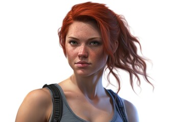 Poster - A woman with red hair is posing for a picture. This versatile image can be used for various purposes.