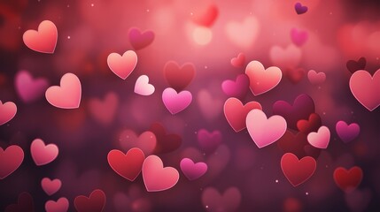 Wall Mural - Valentine's Day background with hearts, Generative AI