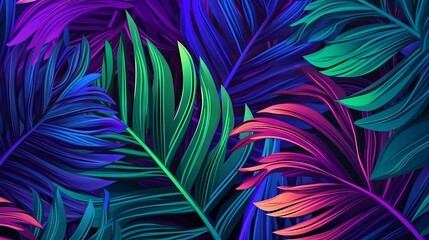 Sticker - Indoor Plants and Leaves Graphic Background Vaporwave and 80's colors