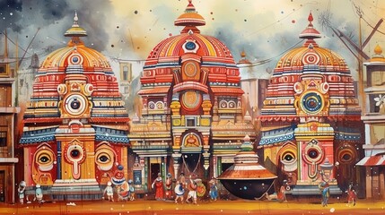 Wall Mural - Ratha Yatra, Lord Jagannath, Balabhadra and Subhadra, Generative ai.