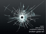 Fototapeta Dmuchawce - hole broken glass on transparent background. Vector illustration